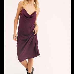 Free People Elegant Burgundy Slip Dress